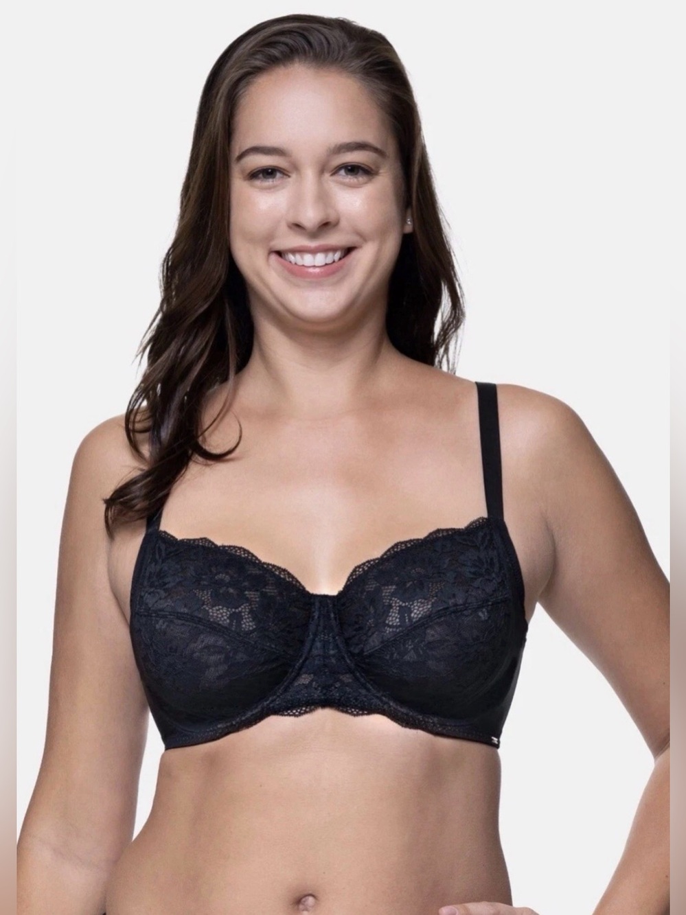 Dorina Women's Sz 36DD Rosa Non Padded Full Cup Lace Underwire Bra Black